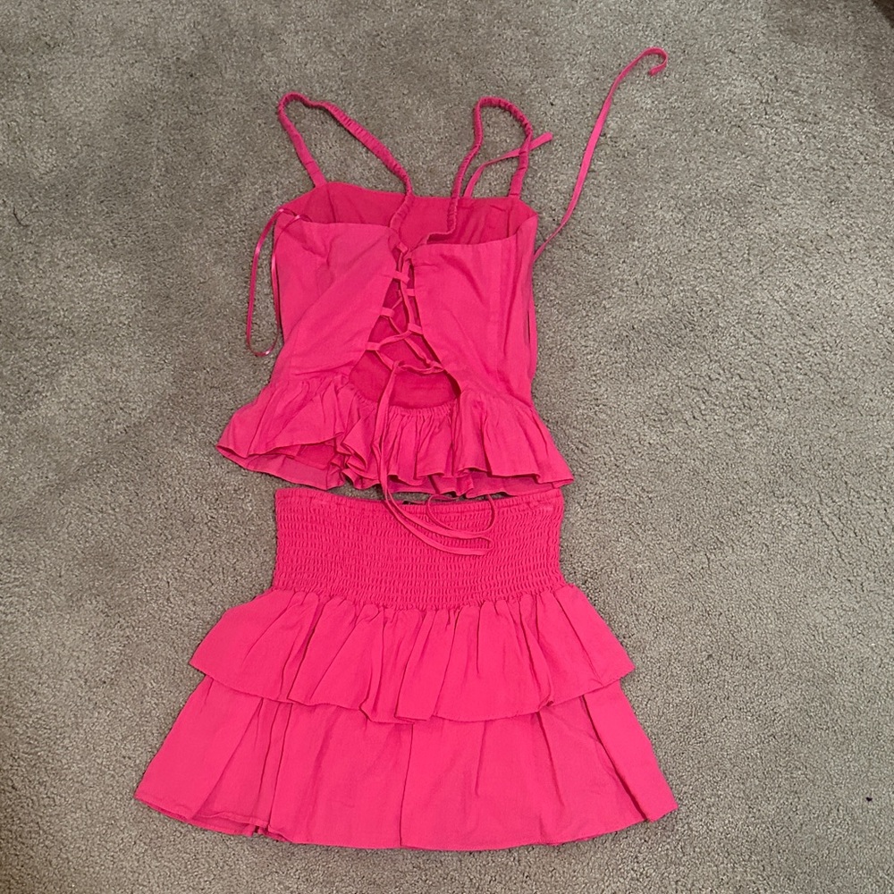 Aqua Vibrant Pink Ruffle Set - Picture 2 of 3